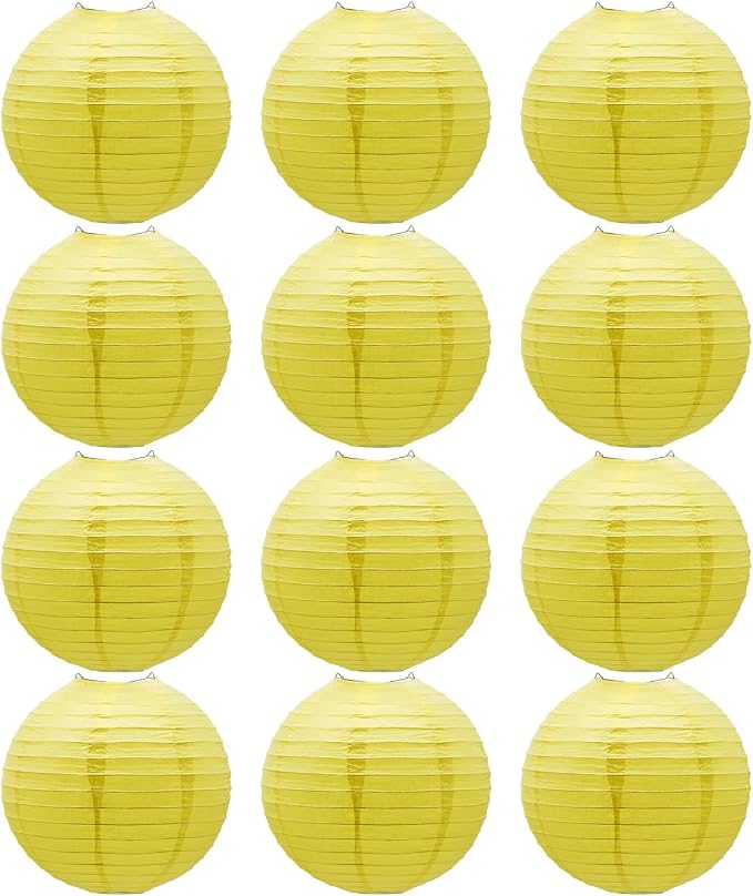 Yellow Paper Lanterns Hanging Chinese/Japanese Ceiling Round Lanterns 8 in | by BARTHEW
