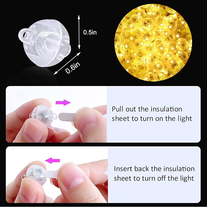 ZGWJ 50PCs Wram White Balloon Lights Mini, Battery Powered, Long Standby Time - Image 3