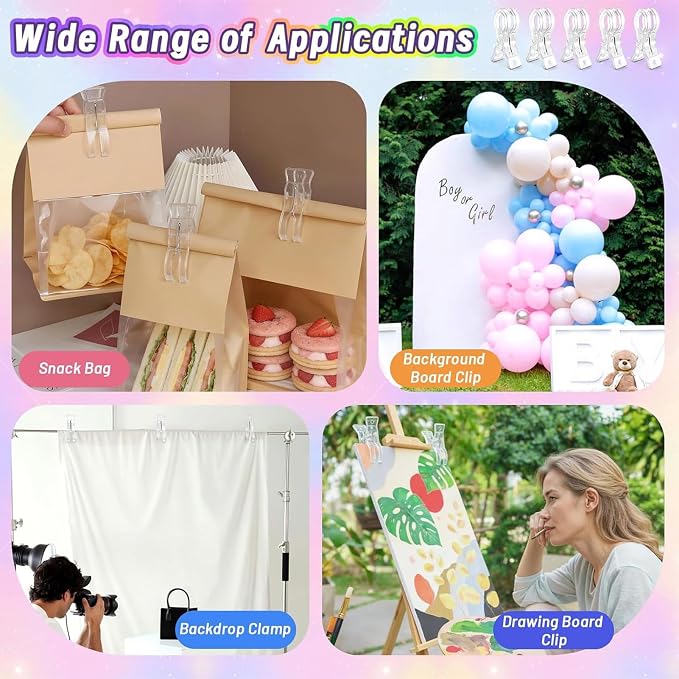 20 Pcs Balloon Arch Clips, 3.5" Plastic Transparent Spring Clamps | - Image 4