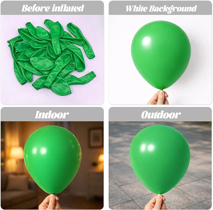Voircoloria 66pcs Green Latex Party Balloons, 12inch | - Image 3