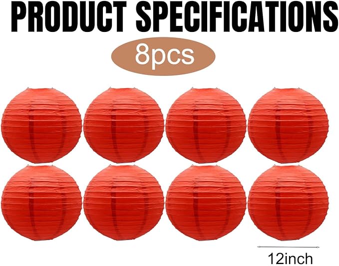 Red Paper Lanterns Round Shape Chinese Japanese Lanterns - Image 2