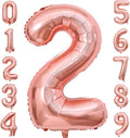 Rose Gold 2 Number Balloons, 40 Inch Big 2 Balloon Numbers Rose Gold 2 Foil by BBPOOL