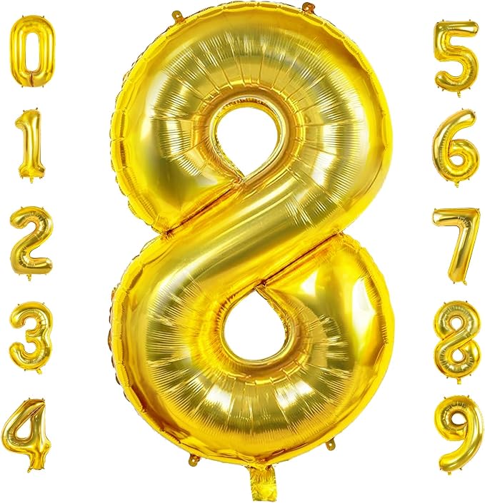 Number 8 Balloons for 8th Birthday Party Decorations, 0-100 Large No.8 Balloons by Joycard