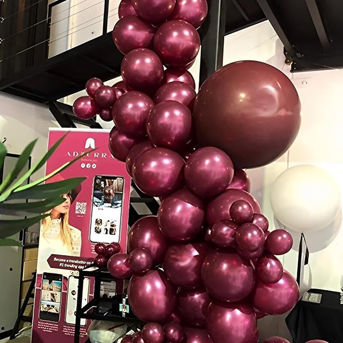 Voircoloria 105pcs Burgundy Maroon Party Latex Balloons, 12inch | - Image 6