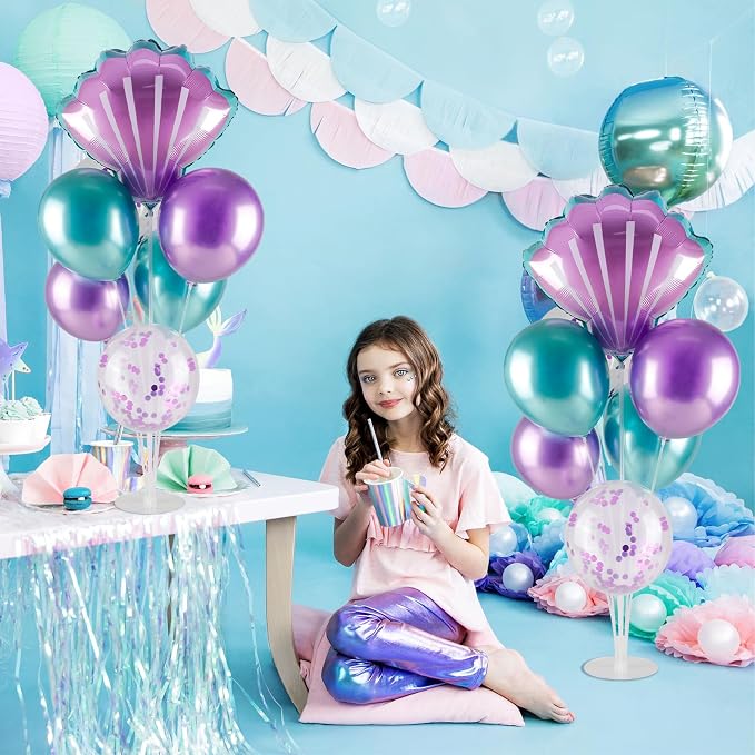 Mermaid Table Centerpiece Balloons Stand Kit, Beach Mermaid Theme Sea Theme - Image 2