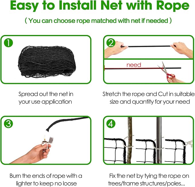 Baseball Softball Backstop Nets, Heavy Duty Sports Netting Barrier #18 Nylon Baseball Netting 10'x20'/10'x30'(Net Only)