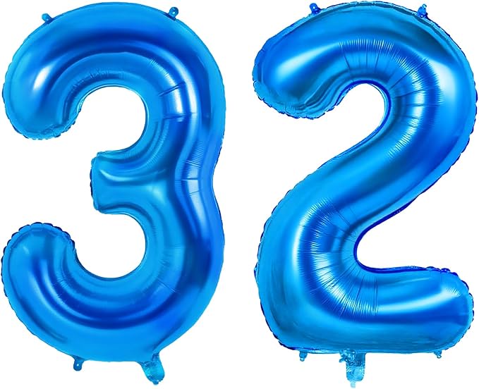 Number 32 Balloons for 32nd Birthday Party Decorations, 0-100 Large No.32 by Joycard