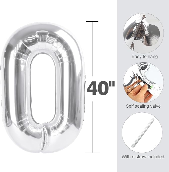 Number Balloons 1 Balloon Silver - Image 5