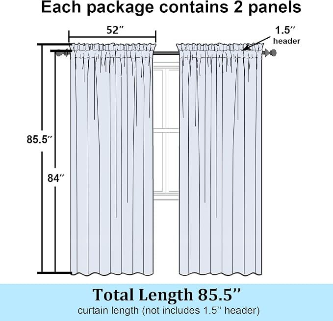 Simplebrand Semi Sheer Gold Curtains 84 Inches Long 2 Panels, Light Filtering - Image 2