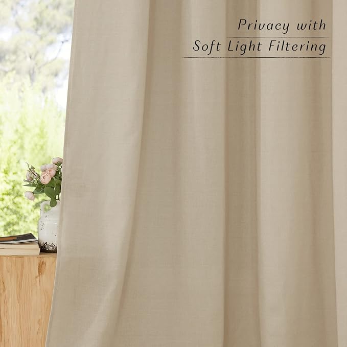 NICETOWN Angora Linen Kitchen Curtains 36 inch Length, Decorative Thick Flax - Image 5