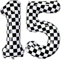 LHOAVWE Number 15 Checkered Balloons 40 Inch Giant Race Car Checkered 15 Number by LHOAVWE