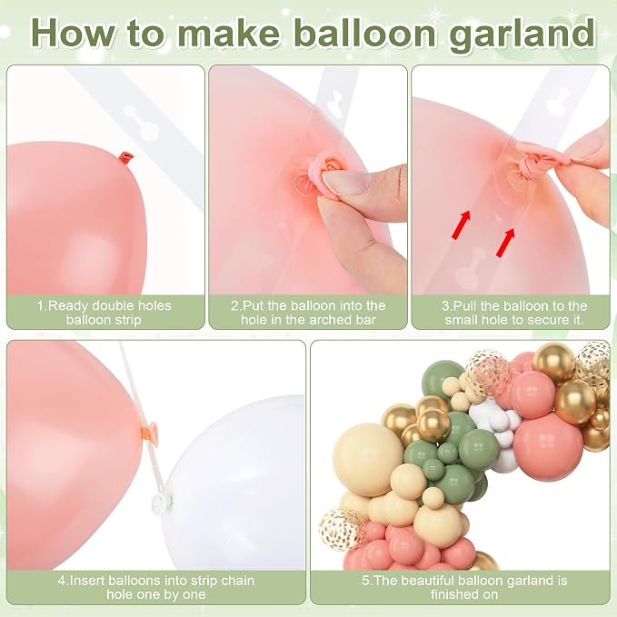Amandir 153pcs Retro Green Pink Balloon Garland Arch Kit Different Sizes | 18 - Image 3