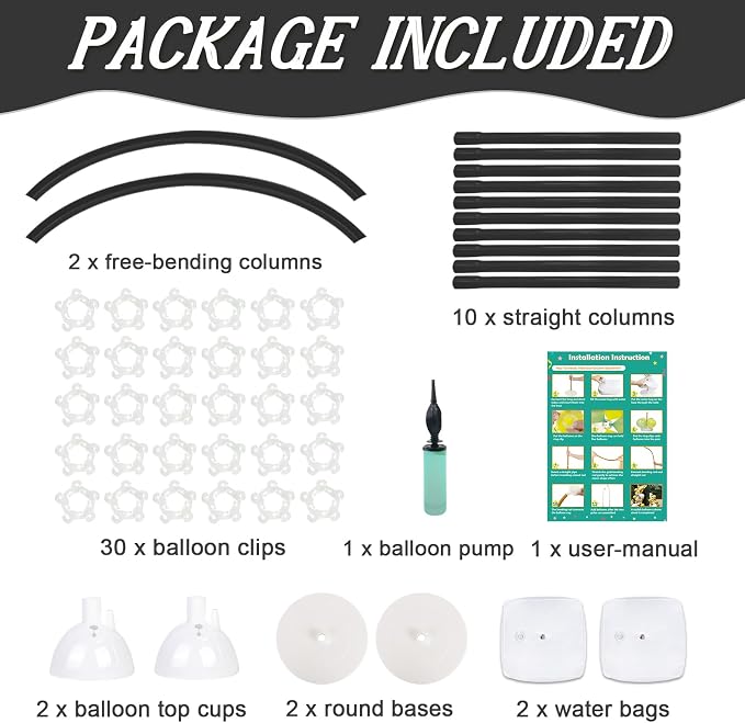 OurWarm 8.2FT & 6FT Balloon Arch Stand Kit, Free Bending Top Balloon Column Kit - Image 2