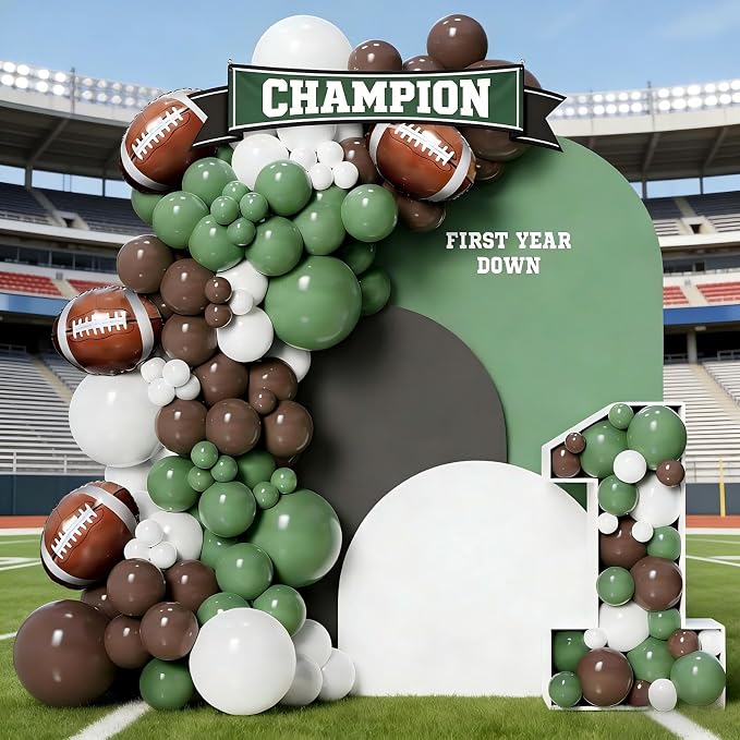 Football Party Decorations Balloon Garland Arch Kit 136Pcs Sage Green White and - Image 4