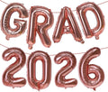 Rose Gold GRAD 2026 Banner Balloons, 16 Inch Mylar Foil letter Graduation by KALOR