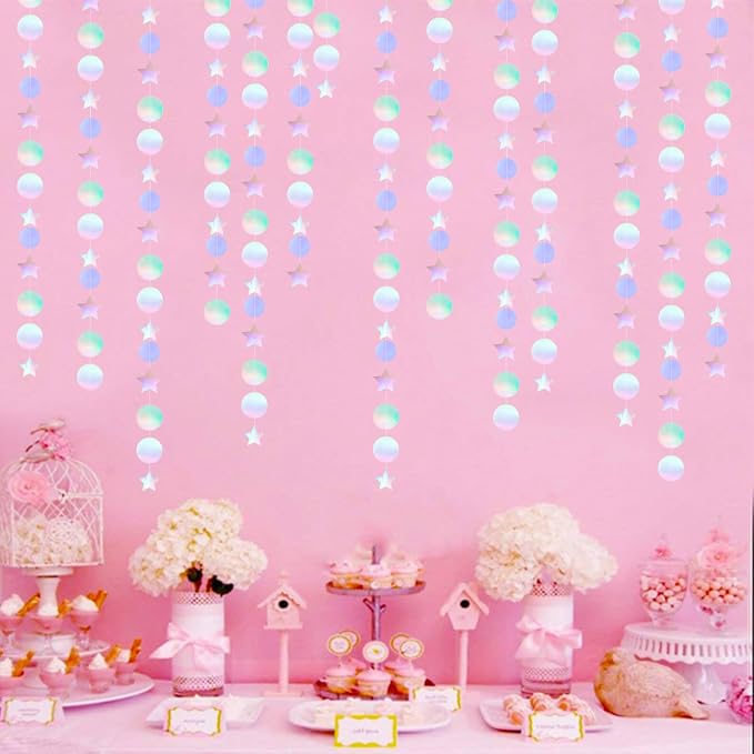Iridescent Disco-Holographic Birthday Party-Decorations Garland - 52Ft Star - Image 7