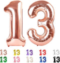 40 Inch Number 13 Balloon for 13th Year Old Birthday Decorations, Rose Gold | by Mluchee
