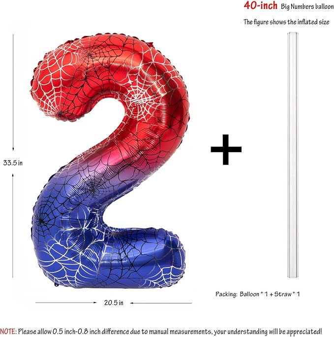 40 In Red And Blue Birthday Theme Large Number 2 Balloon | Giant Large Helium - Image 2