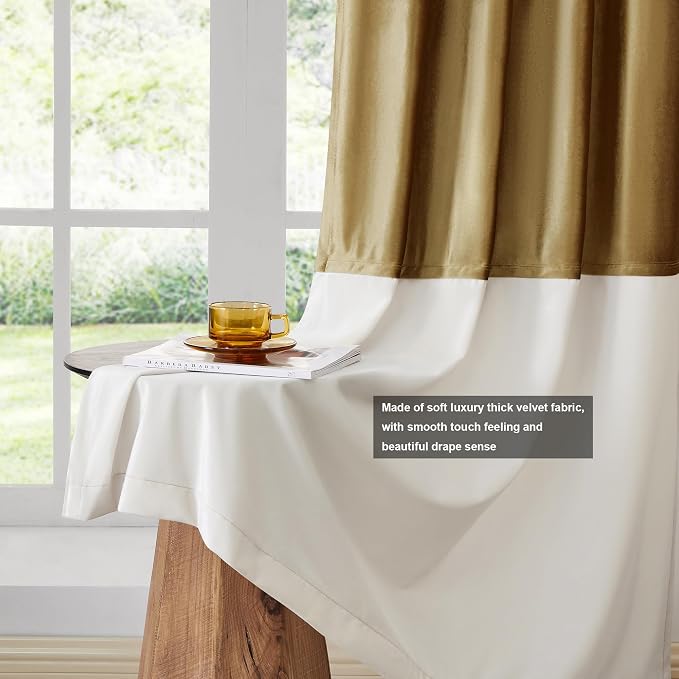 BULBUL Luxury Ivory Gold Curtains 84 inches - Image 5