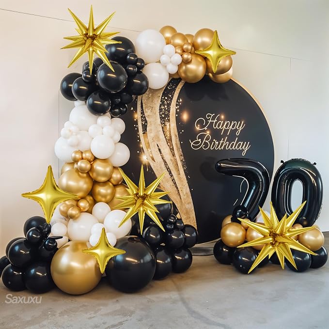 Black and Gold Balloon Arch Kit, Star Foil Balloons, Confetti Balloon - Image 5