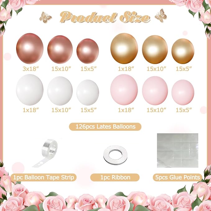 Rose Gold Pink Balloon Arch Kit 163 Pcs rose gold Balloon Garland Kit Include - Image 6