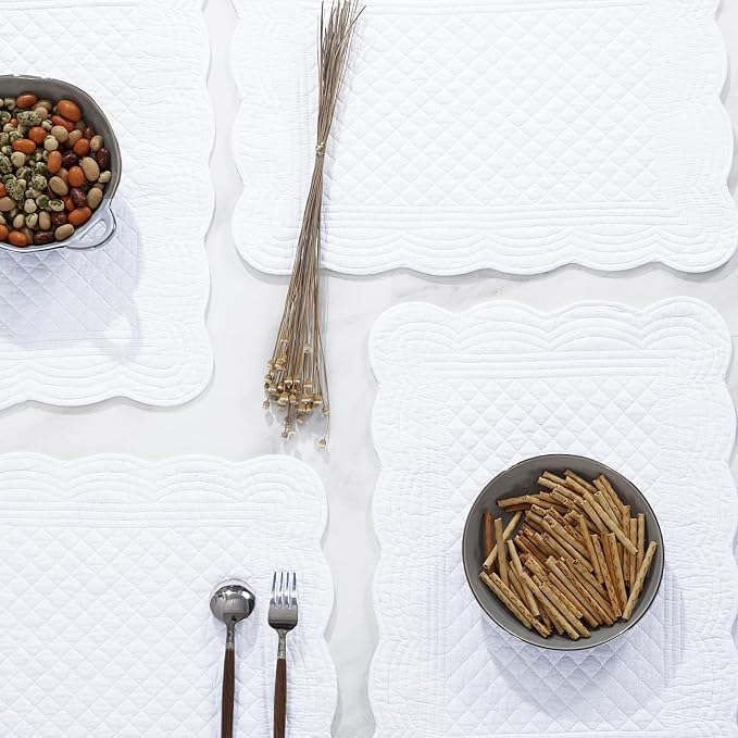 HOMBYS Quilted Placemats Set of 6 Washable-13x18 inches Rectangular Placemats - Image 7