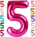 5 Balloon Numbers Birthday Decorations, 40In Hot Pink Balloons by Mluchee
