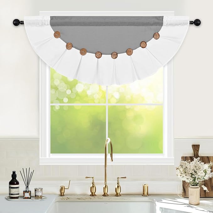 Farmhouse Valance Curtains, Boho Cotton Linen Kitchen Valance, Country Rod - Image 3