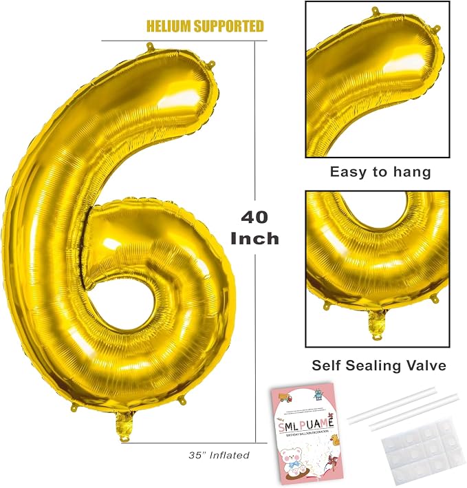 40 Inch Gold Number 60 Balloons, 60th Birthday Party Decorations | Large Self - Image 3