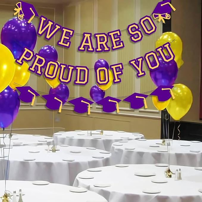 We Are So Proud Of You Banner Graduation Party Decorations Congrats Grad Cap - Image 4