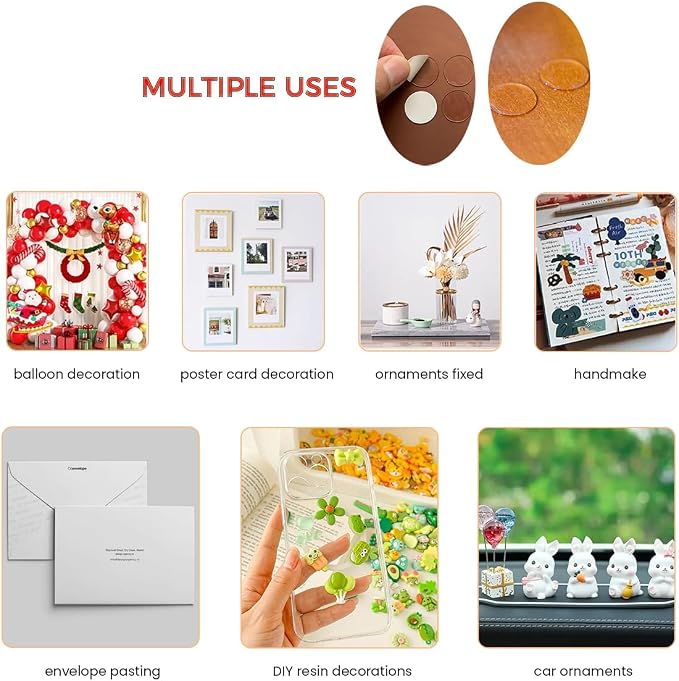 200 Pcs Clear Adhesive Dots, 10mm/0.39" Sticky Double Sided Glue Dots, - Image 5