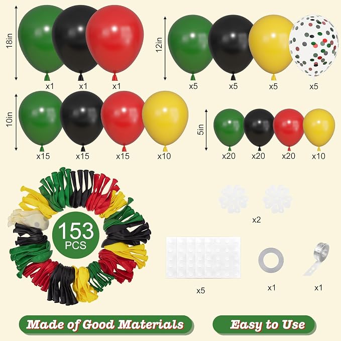 Amandir 153 Pcs Black History Month Decorations Balloon Arch Garland Kit - Image 4