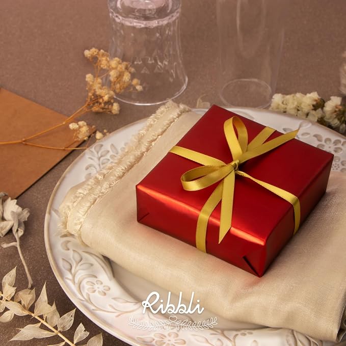 Ribbli Gold Satin Ribbon, Double Faced Satin 1/4 inch x Continuous 50 Yards - Image 2