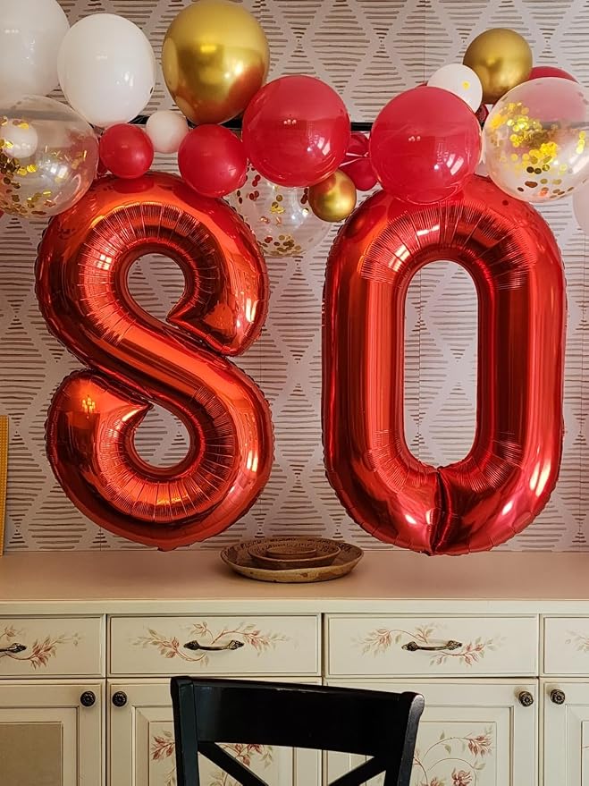 1 Balloon Numbers Birthday Decorations, 40In Red Balloons - Image 4