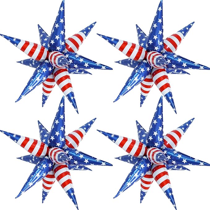32" American Balloons Patriotic Balloons Star Red White Blue Balloon by Enimapod