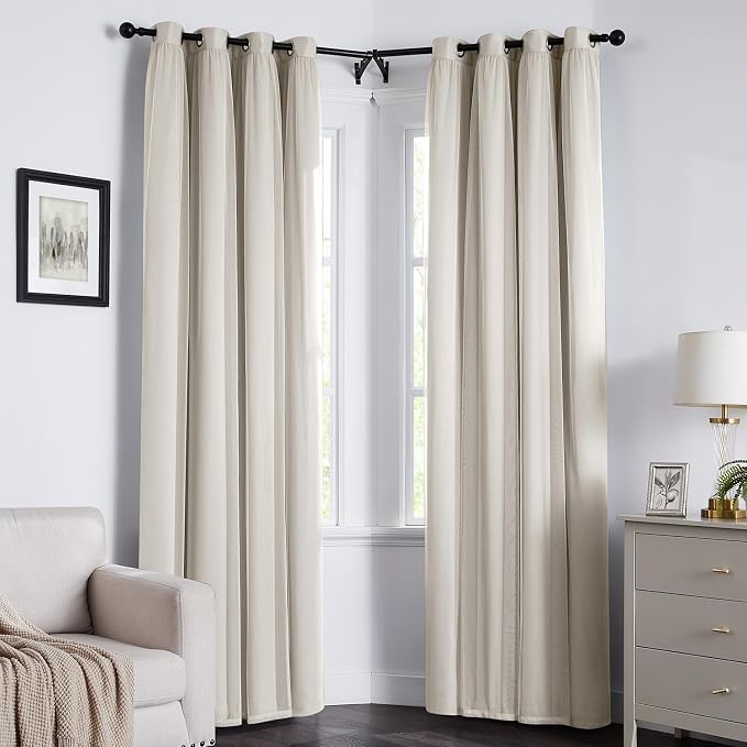 100% Blackout Curtains for Bedroom, Double Layer Beige Curtains, Room Darkening - Image 8