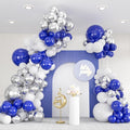 136pcs Blue White Silver Balloon Garland Kit by ZizasAry