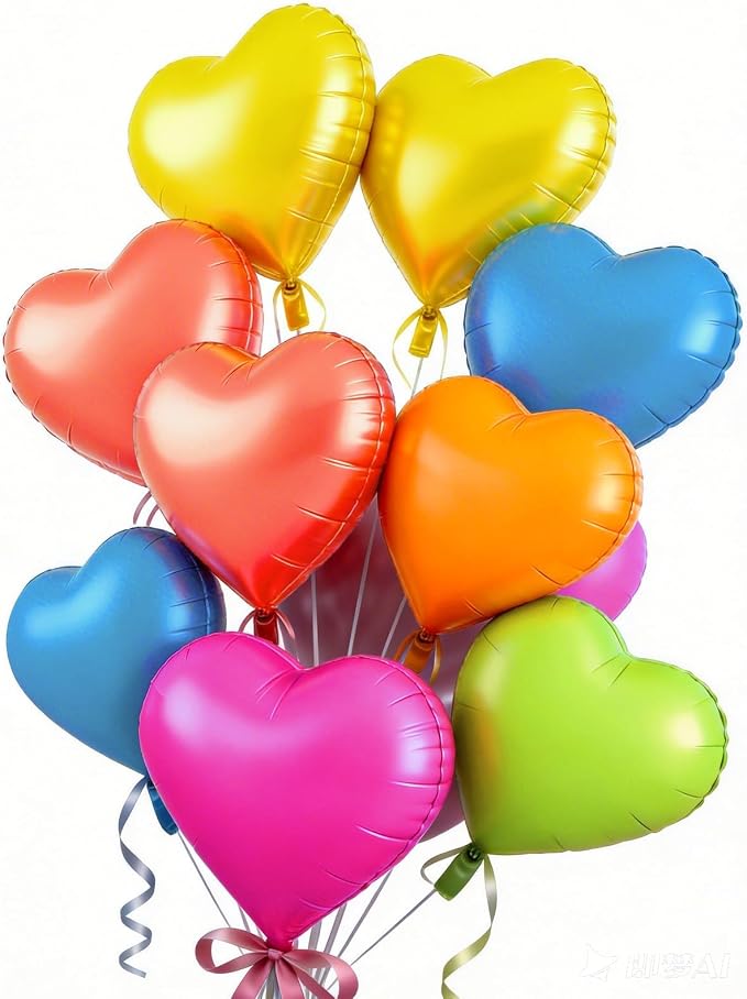 Neon Heart Balloons, 18 Inch Rainbow Heart Shape Foil Balloon - Image 8