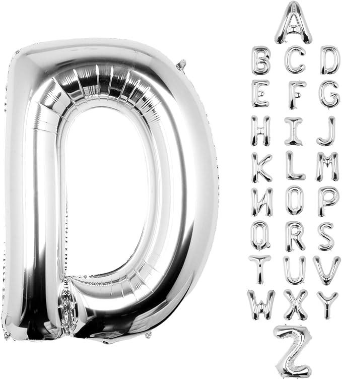Letter Balloons Silver 40 Inch D Large Big Foil Mylar Balloon | by Unknown