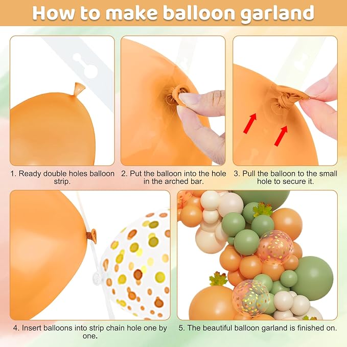Amandir 153pcs Green Orange Balloon Garland Arch Kit Different Sizes | 18 12 10 - Image 3