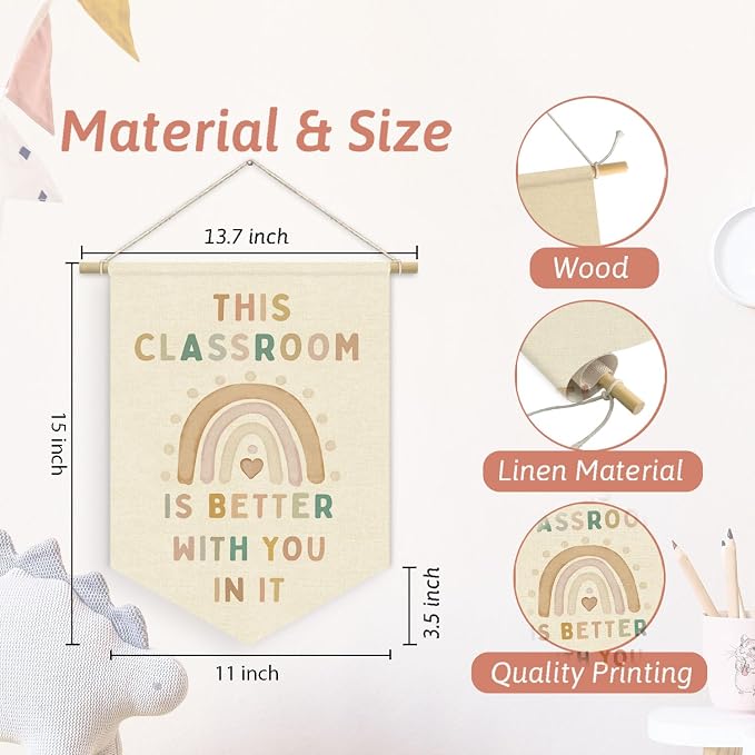 Boho Rainbow Classroom Decor, Nature Cute Classroom Wall Art Banner | This - Image 7