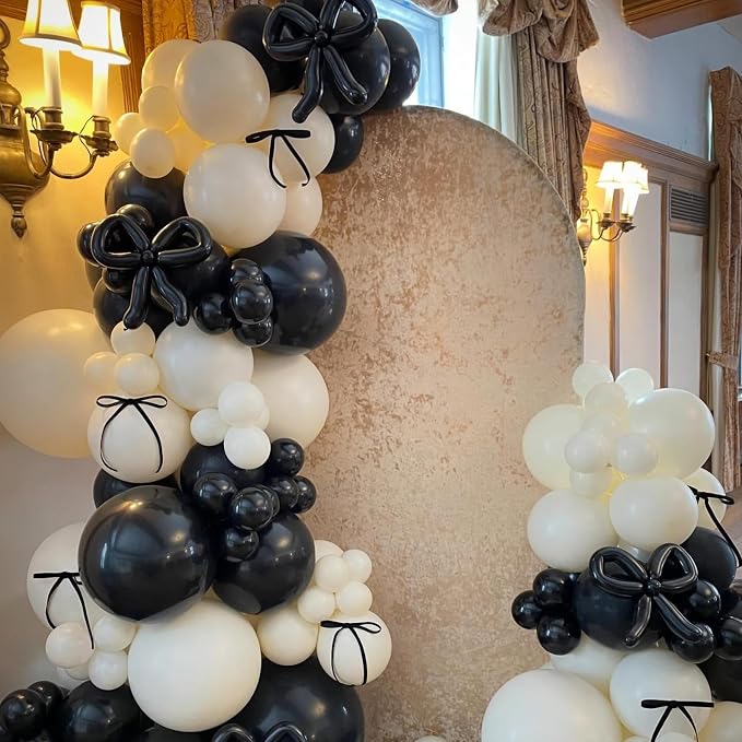 HILAVO Black and Sand White Balloon Arch Kit 105 Pcs Bow Balloon Garland - Image 6