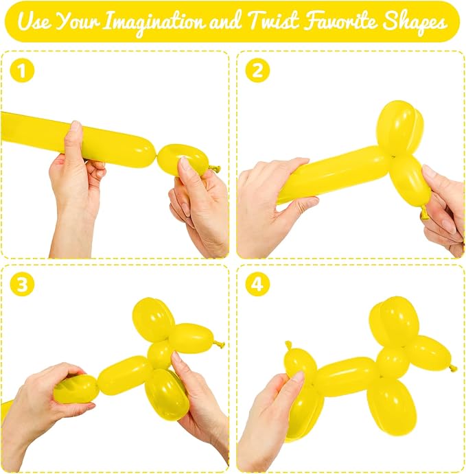 100Pcs Yellow 260 Balloons, Long Balloon - Image 4