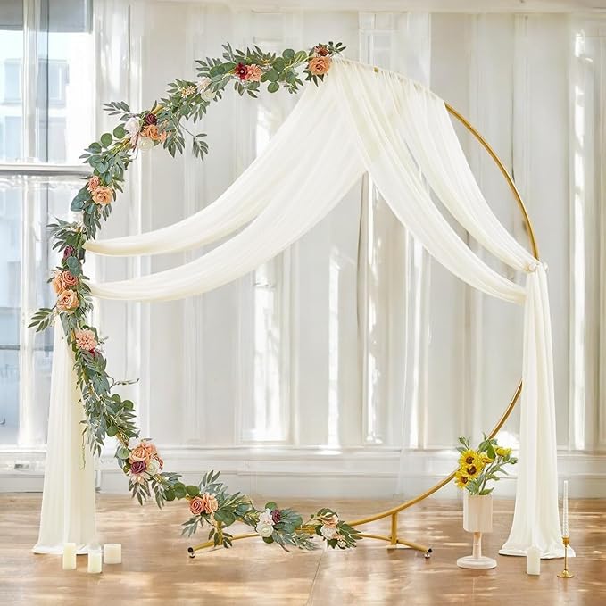 MDS Halloween Chiffon Draping Fabric - 2 Panel, 30" Wide x 40ft Long - Sheer Spooky Arbor & Canopy Drapery for Haunted House Backdrops, Party Ceilings, DIY Costumes & Themed Events - Ivory