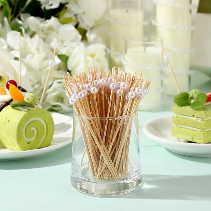 Reallnaive 300 Pcs Cocktail Pick Pearl Fancy Toothpick - Image 2