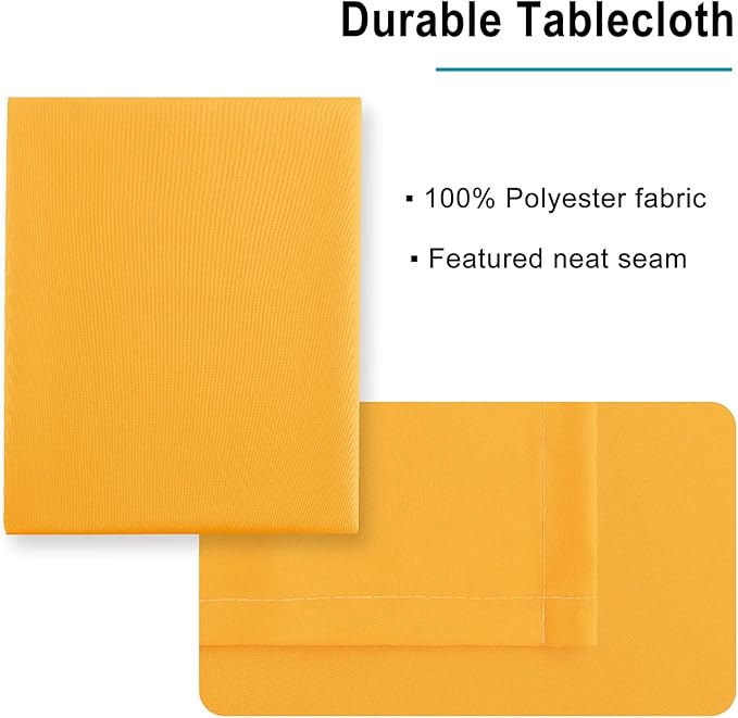 Hiasan Solid Square Tablecloth - Waterproof and Spillproof Washable Table Cloth for Dining Tables, Orange Yellow, 30 x 30 Inch