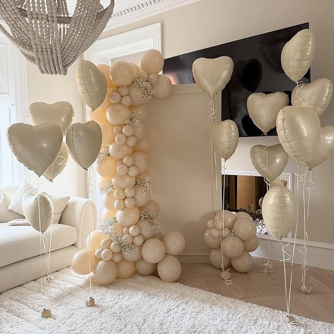 White Heart Balloons, 18Inch Beige Helium Polyester Film Balloon - Image 3