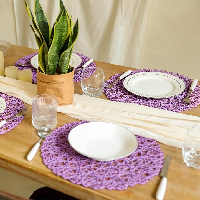 AHHFSMEI Paper Braided Round Placemats Set of 12 Natural Non-Slip Heat - Image 6