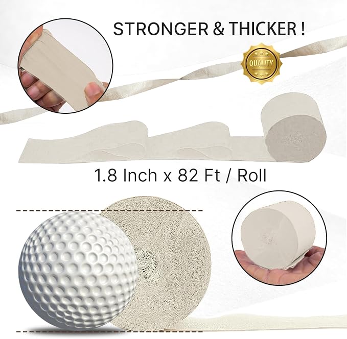 PartyWoo White Beige Sand Off White Crepe Paper Streamers 6 Rolls 492 FT | - Image 6