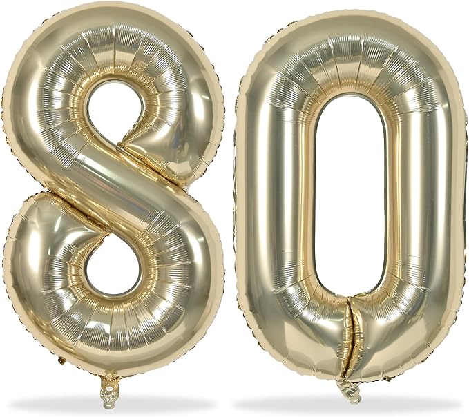 80th Birthday Balloons Champagne Gold by Lingqiang